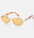 Prada Oval Sunglasses in Gold and Brown