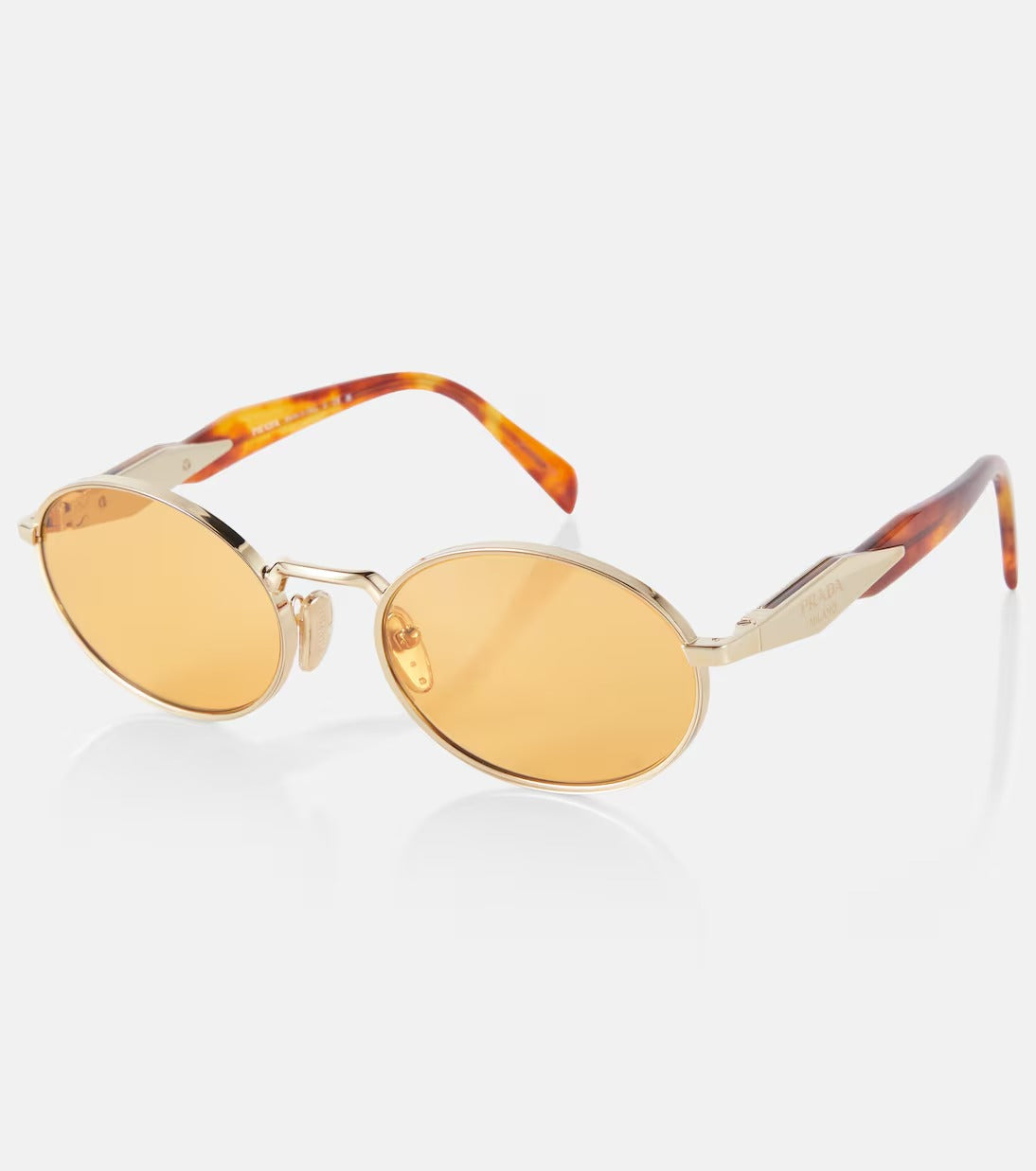 Prada Oval Sunglasses in Gold and Brown