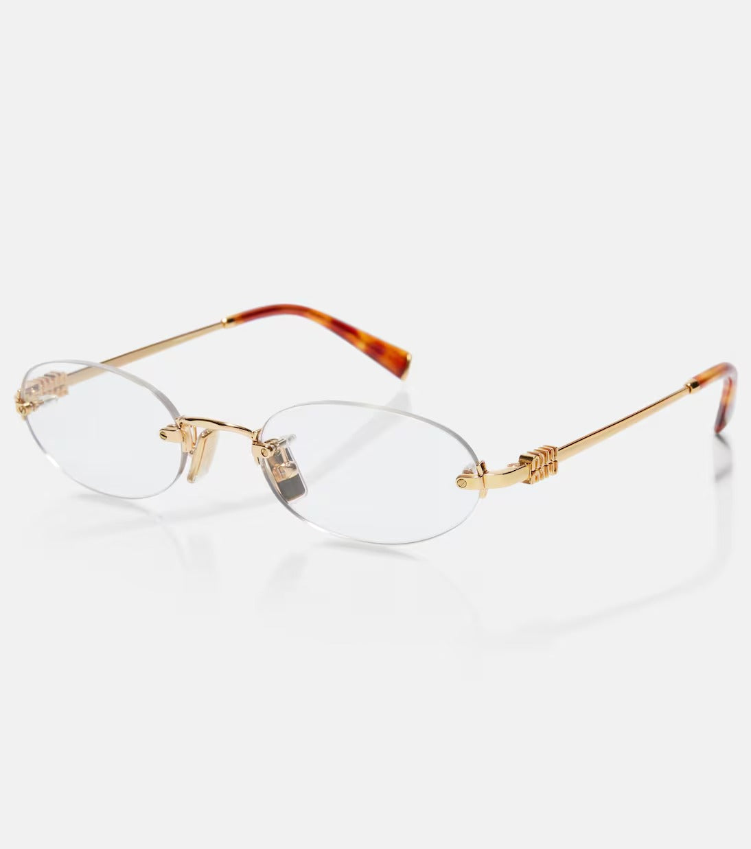 Miu Miu Oval Logo Rimless Glasses