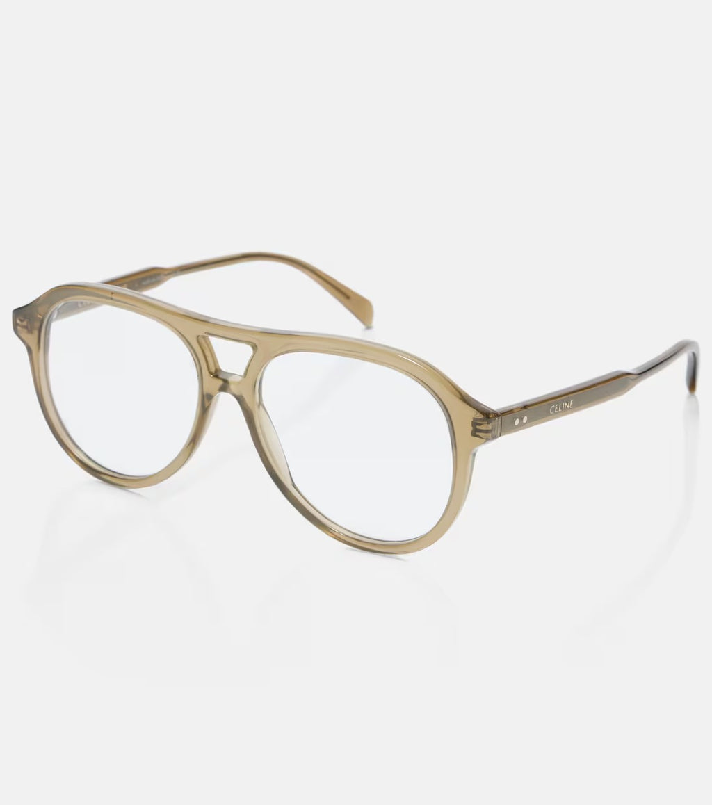 Celine Eyewear Thin Aviator Glasses in Green