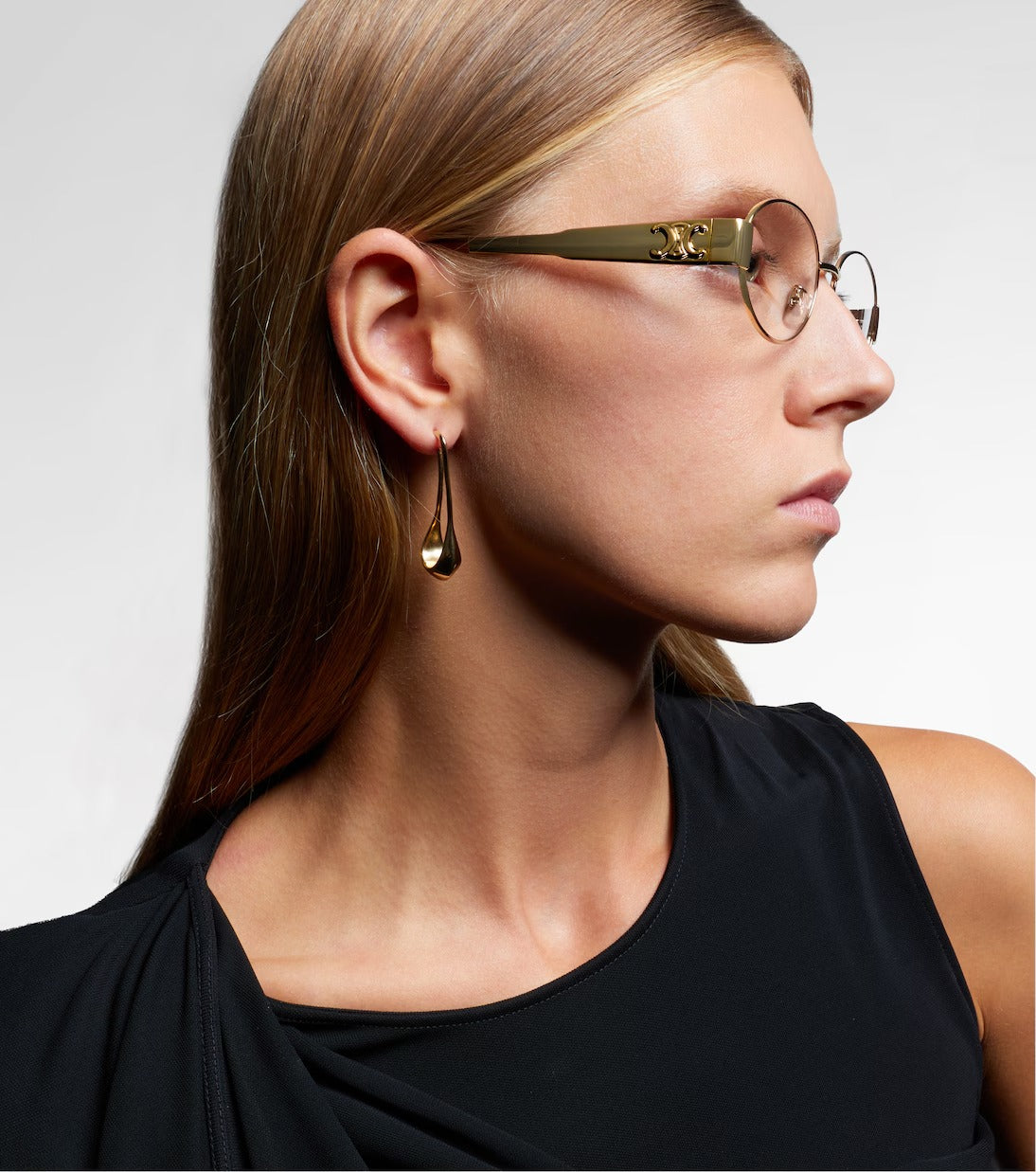 Céline Eyewear Metal Triomphe Round Glasses