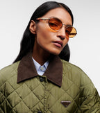 Prada Oval Sunglasses in Gold and Brown