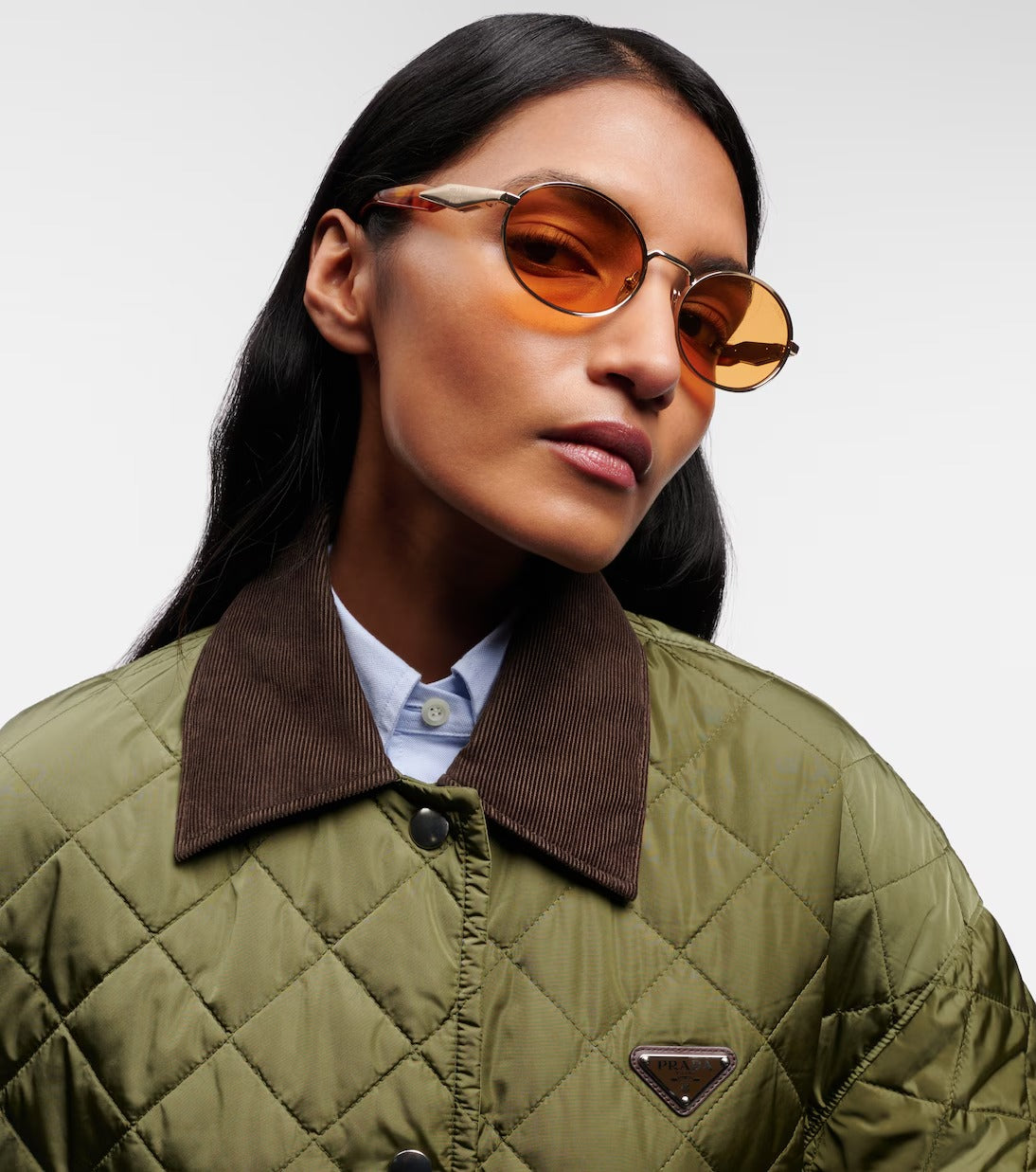 Prada Oval Sunglasses in Gold and Brown