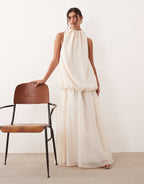 Gathered Halter Neck Maxi Dress