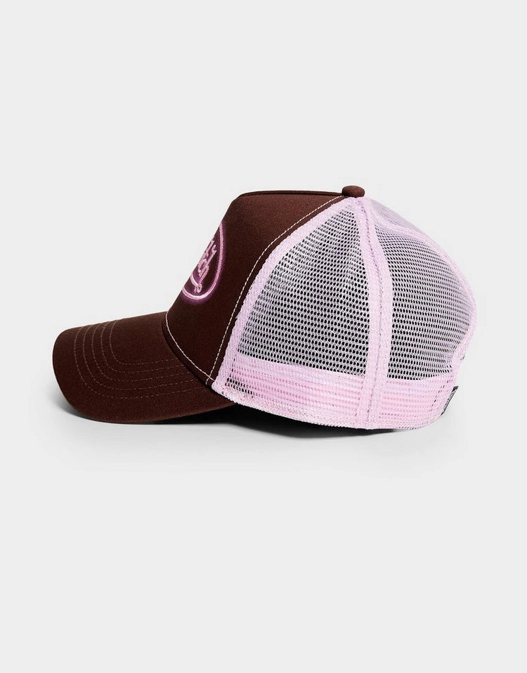 Von Dutch Neon Logo Trucker Cap - Brown/Pink