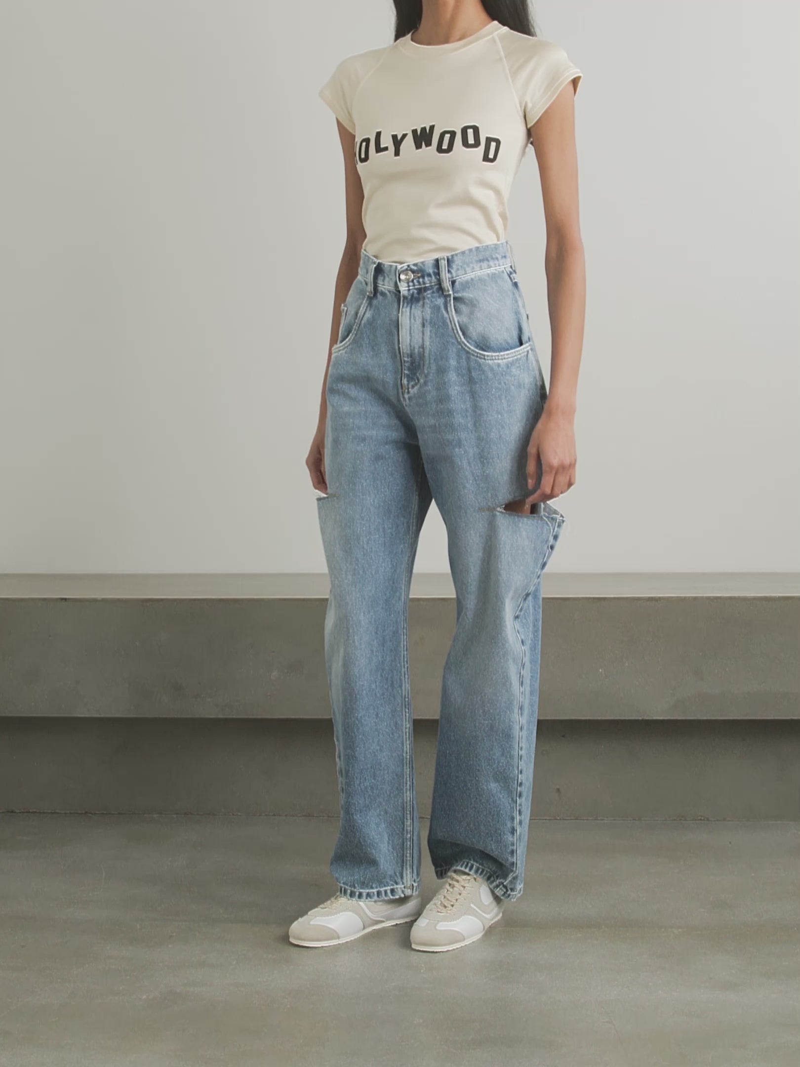 Maison Margiela Slash-Cut High-Rise Straight-Leg Jeans