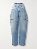 Maison Margiela Slash-Cut High-Rise Straight-Leg Jeans