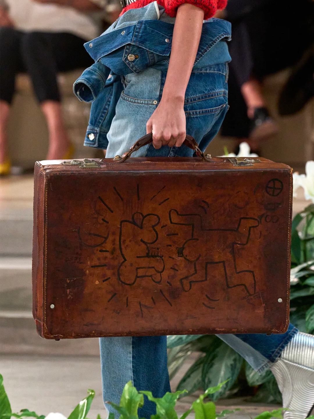 The original vintage Louis Vuitton suitcase drawn on by Keith Haring in 1984