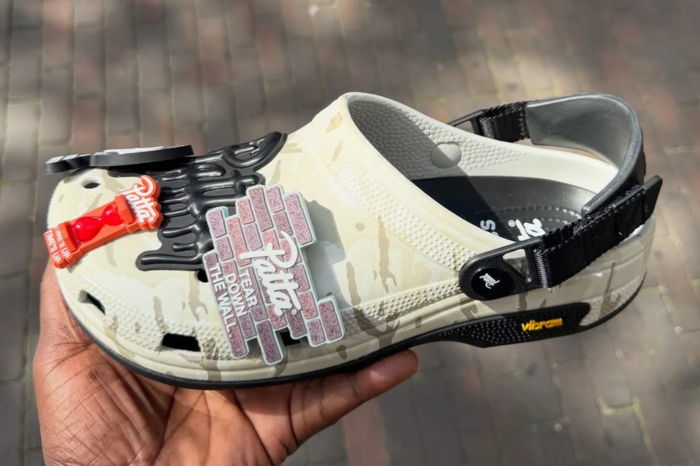 Patta x Crocs desert-camouflage clog with black Vibram sole