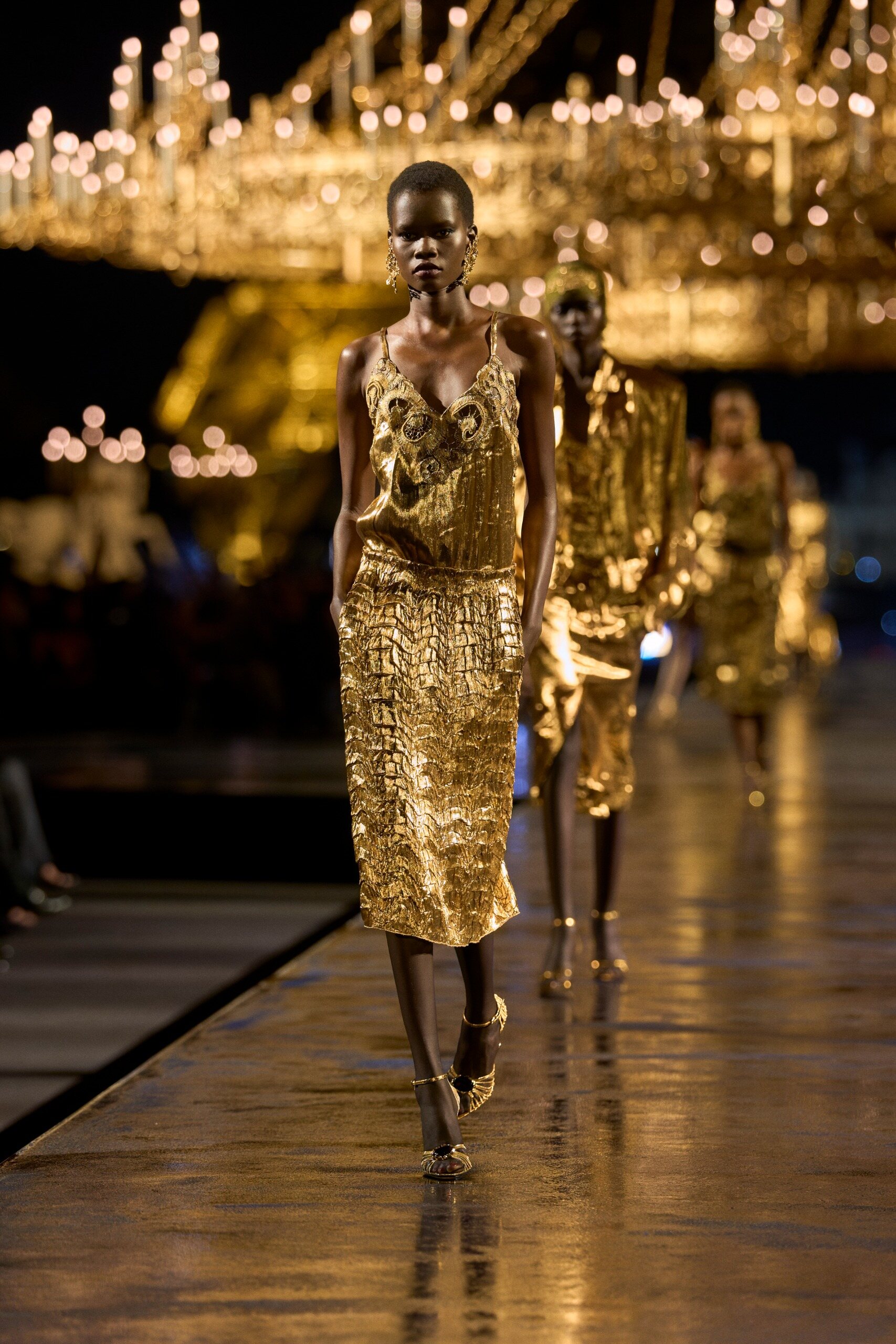 Saint Laurent gold brocade tailoring