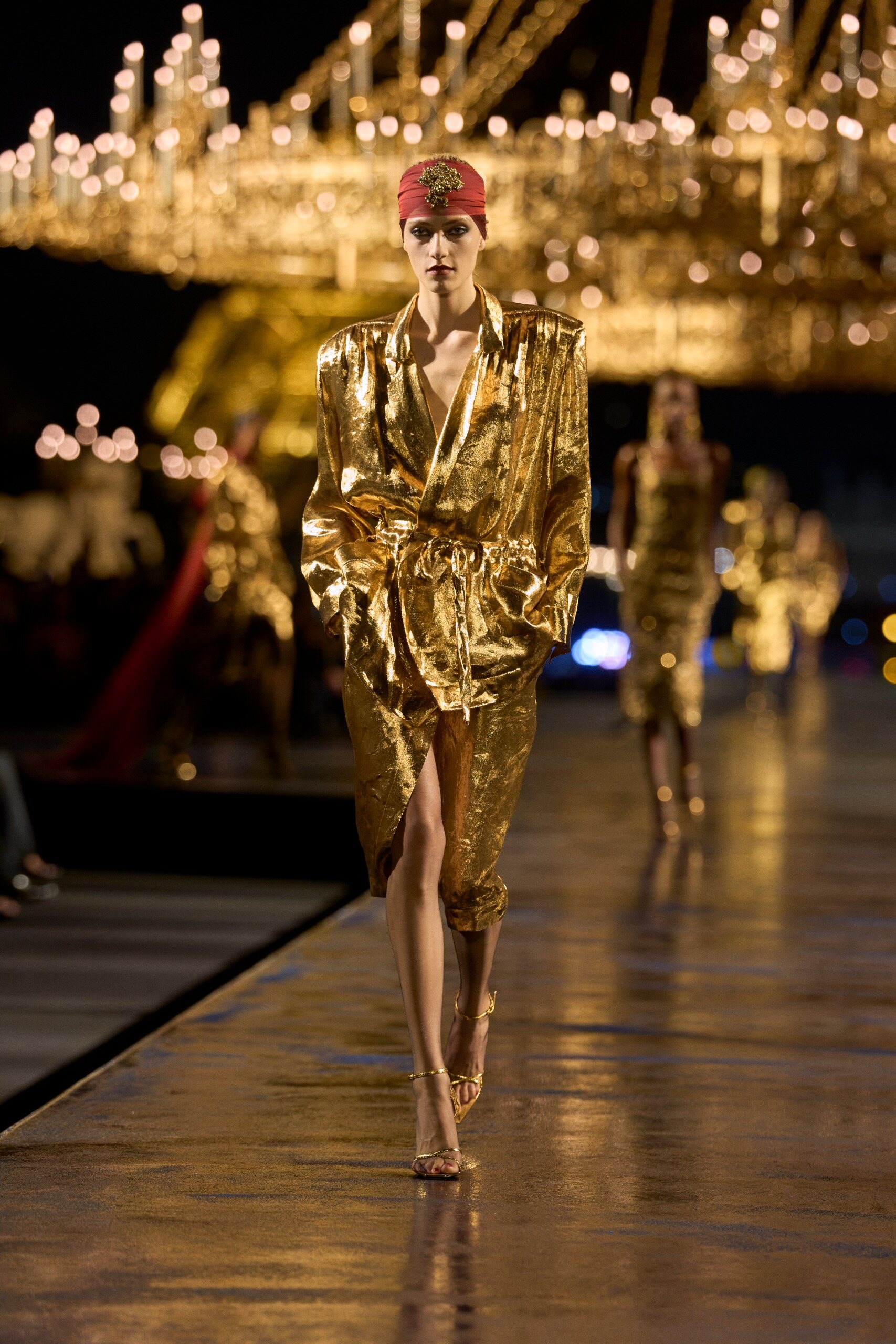 Saint Laurent metallic gold trench coat