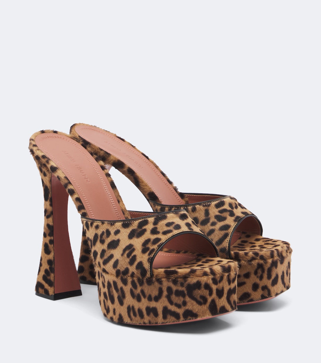 Amina Muaddi Dalida leopard-print calf-hair platform mules